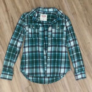 Plaid Mossimo Button Down Flannel - Blue/Green